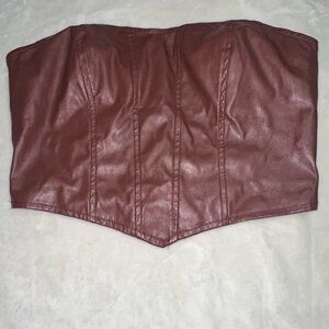 Brown Leather Corset Top